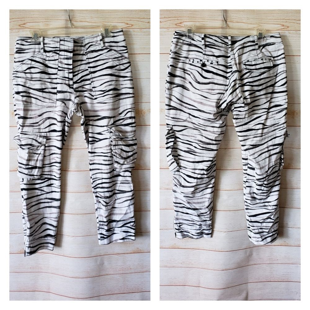 Tracy Reese Zebra Print Utility Pants Women's Size 10